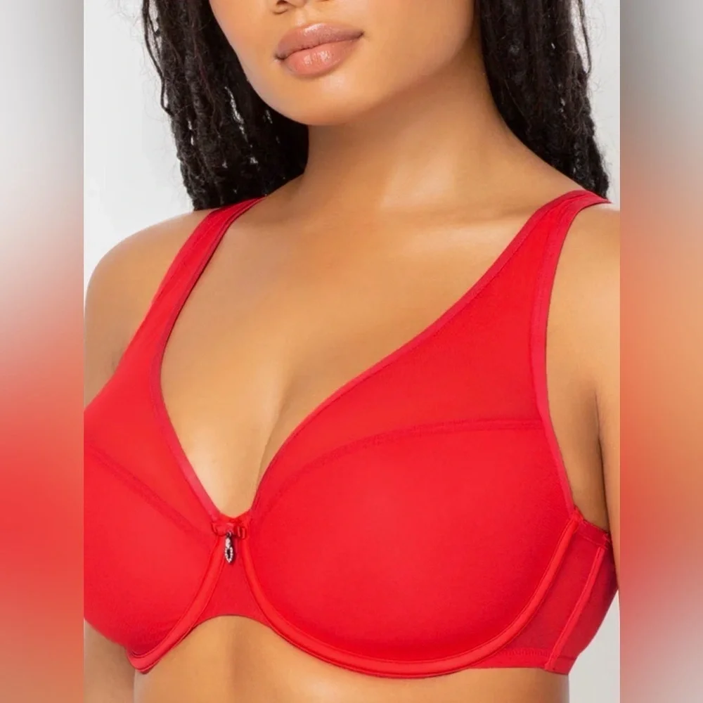 Curvy Couture Sheer Mesh Push Up Bra - Picture 2 of 11